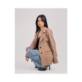 Beige Flowing Straight Fit Blazer